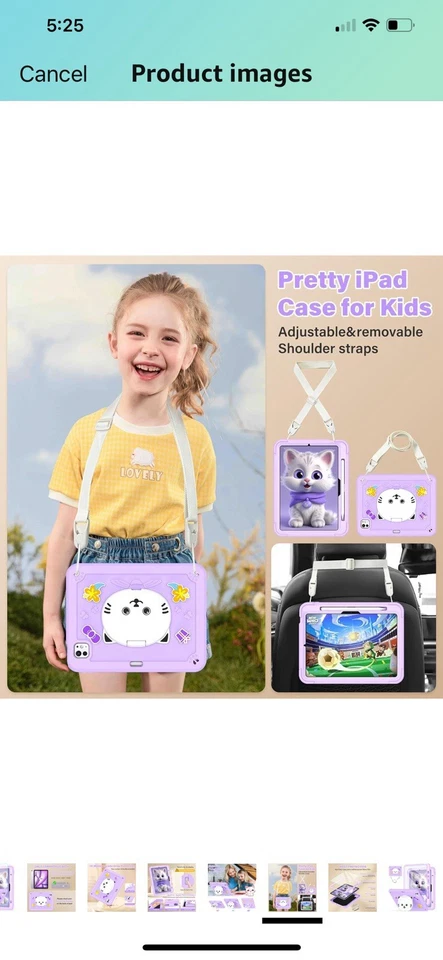 TOMORRY Case for iPad Pro 11 Inch W/tempered glass screen Protection. Purple Cat - Image 2 of 4