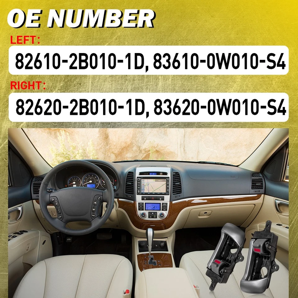 Manija de puerta interior interior delantera trasera derecha izquierda para Hyundai Santa Fe 2007-2012 Foto 3 de 4