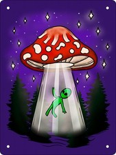 Listing image for Alien Mushroom UFO Mini Tin Sign