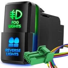 Nilight Fog Lights & Reverse Lights Dual Push Button Switch 12V ON Off Switches