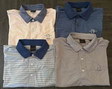Dunning Golf Men’s Medium Adios Golf Club Striped Polo Shirt Bundle Lot of 4