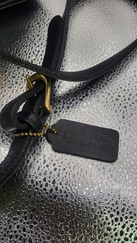 Vintage kleine Coach Scooter schwarze Leder Umhängetasche Handtasche 9978 Staubbeutel USA - Bild 7 von 10