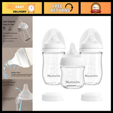 Natural Glass Baby Bottles - Anti-Colic, Slow Flow Nipples, 3 Pack 3oz  5oz 
