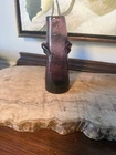 Lilac Amethyst Purple CRACKLE GLASS Bud Vase Tapered Leaf Handle Blenko ?