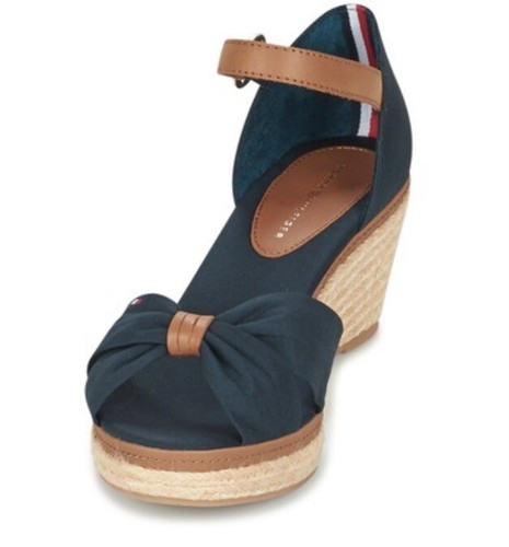 Tommy Hilfiger Elba Wedges Size UK 5 US 7 EU 38 Black & Tan Leather Espadrilles - Picture 2 of 10