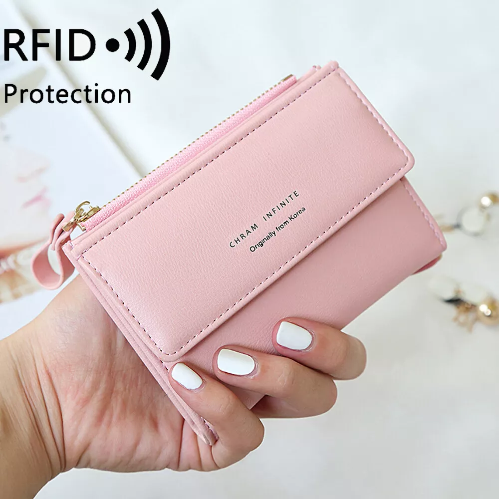 Women Small Leather Wallet RFID Blocking Credit Card Holder Mini Bifold  Handbag