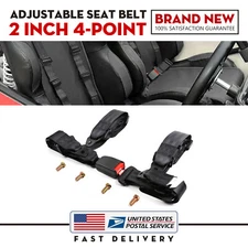 1Set Black 2" 4 Point Harness Racing Safety Seat Belt Shoulder Strap For ATV UTV