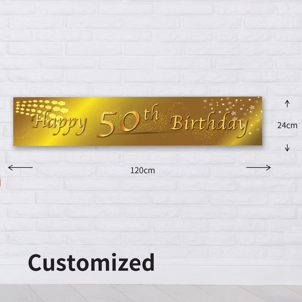 50th Birthday Anniversary Decoration Wedding Personalised Canvas Party Banner - image 4 of 4