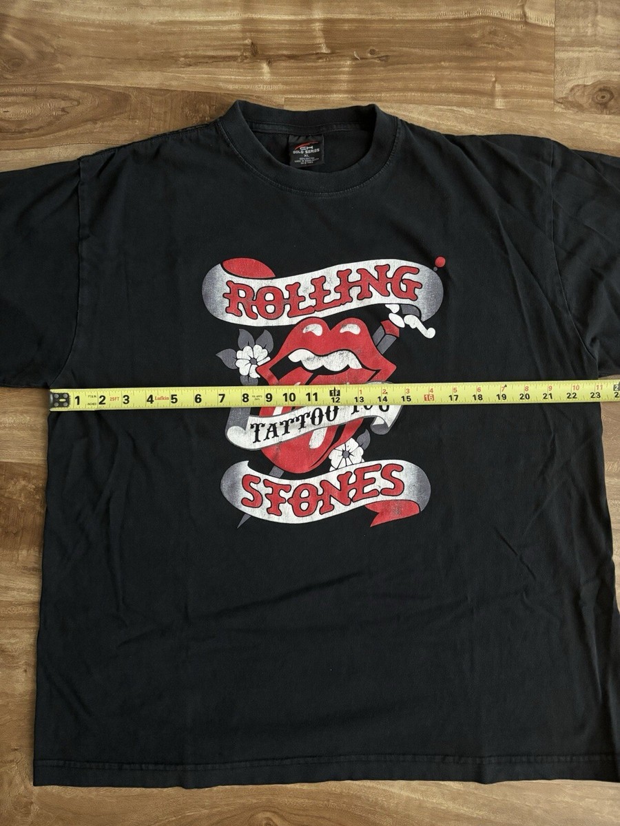 90s オリジナル ROLLING STONES ゴールドタン Tシャツ L Vintage Rolling Stones Tattoo You 90s T Shirt Men's XL CH