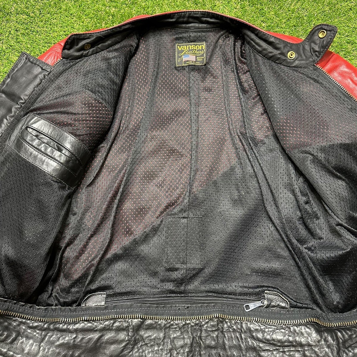 Vtg Vanson 80s 90s Red & Black Riders Leather Motorcycle Vtg Vanson 80s 90s Red & Black Riders Leather Motorcycle