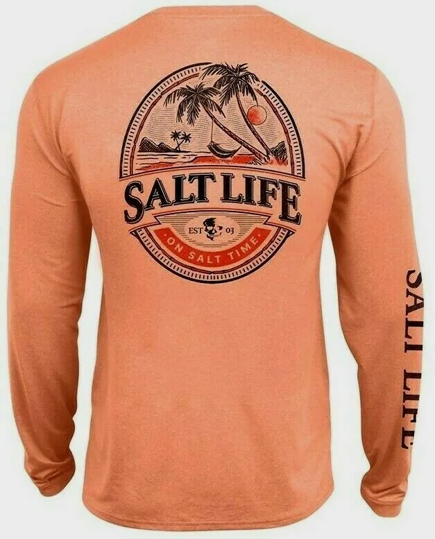 Salt Life Island Hammock SLX Mens Performance Pocket L/S T-Shirt - XL & Lg  - NWT