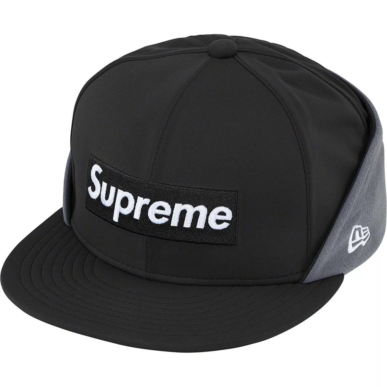 Supreme Windstopper Earflap Box logo nouvelle ère chapeau noir casquette FW20