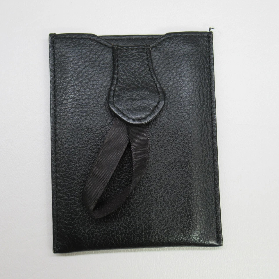 Carteira Rowallan cartão de crédito unissex mini aba de puxar couro pebble preto - Imagem 3 de 4