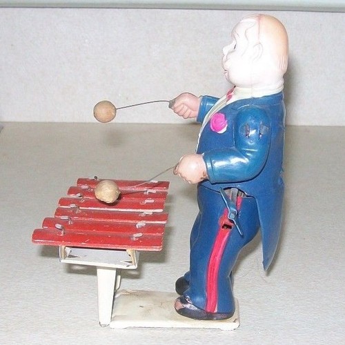CELLULOID/TIN WIND-UP TOY XYLOPHONE PLAYER-Occ Japan WORKS - Picture 4 of 7