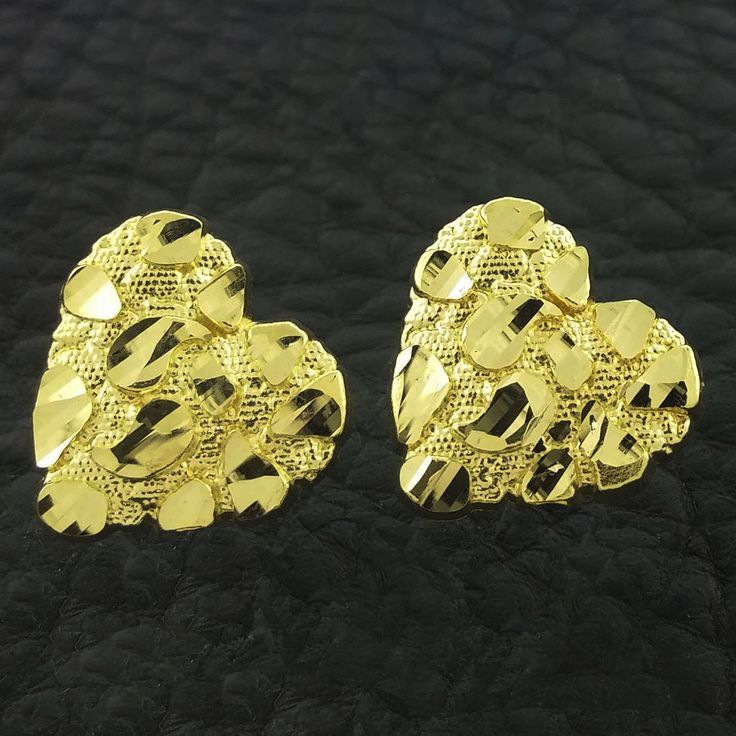 ピアス STONEHENgE Luvit 14K Heart Earrings Unisex Nugget Heart Earring Hip Hop Iced 14K Gold plated