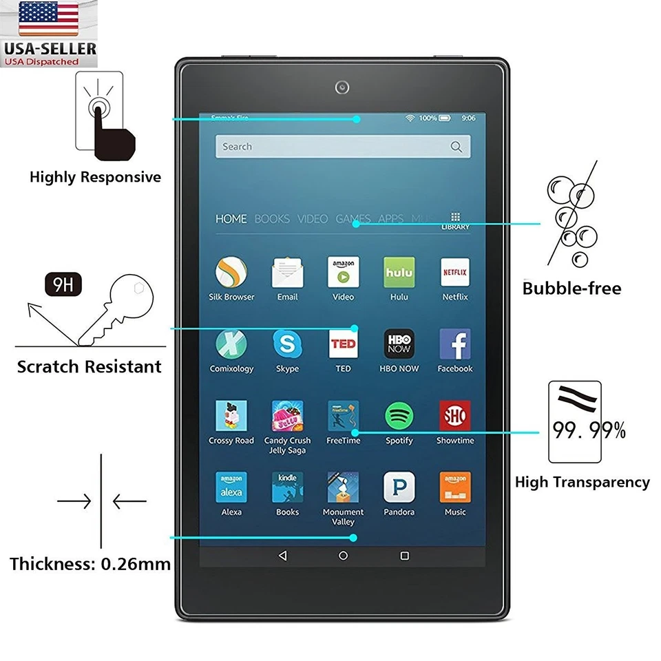 2PCS Amazon Fire HD 7 8 10.1 11" Screen Protector Tempered Glass Protective Film - Image 4 of 4