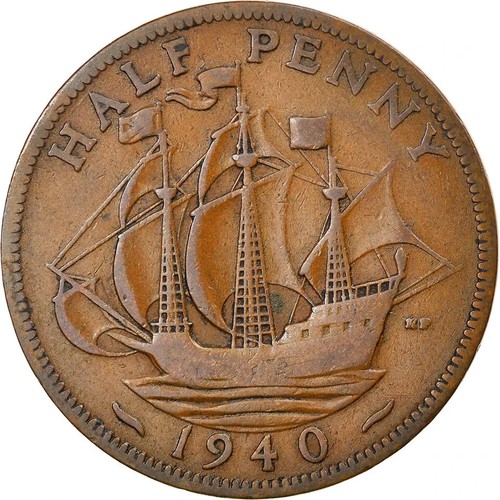 1000 Coins VF Great Britain Halfpenny King George VI VERY FINE 1937-1952 KM896 - Picture 2 of 2