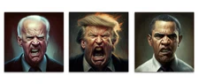Angry President Portrait TRUMP, BIDEN, OBAMA (Choose a Print) AI Art Poster