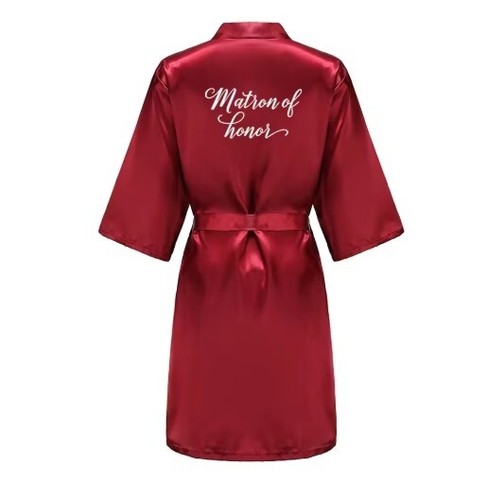 Red Wedding Robe Bridesmaid Bridal Party Gift Kimono Satin Robe - Imagen 5 de 22