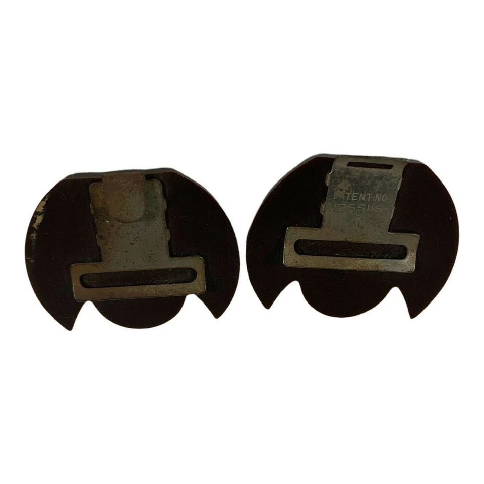 De Colección Art Deco Negro Baquelita Cinturón Hebilla Loto Tulipán Flor MCM Retro Conjunto de Par Foto 2 de 4