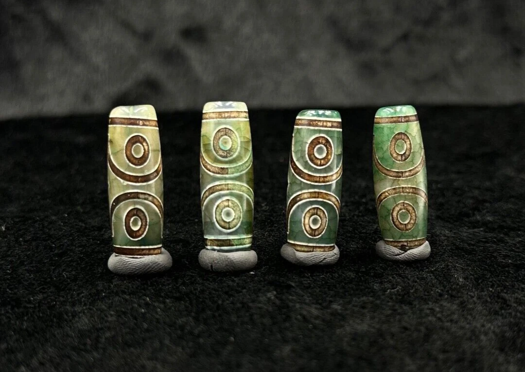 4 Pieces RARE Powerful Wonderful Old 3 Eye Tibetan Dzi Bead Dzi 3