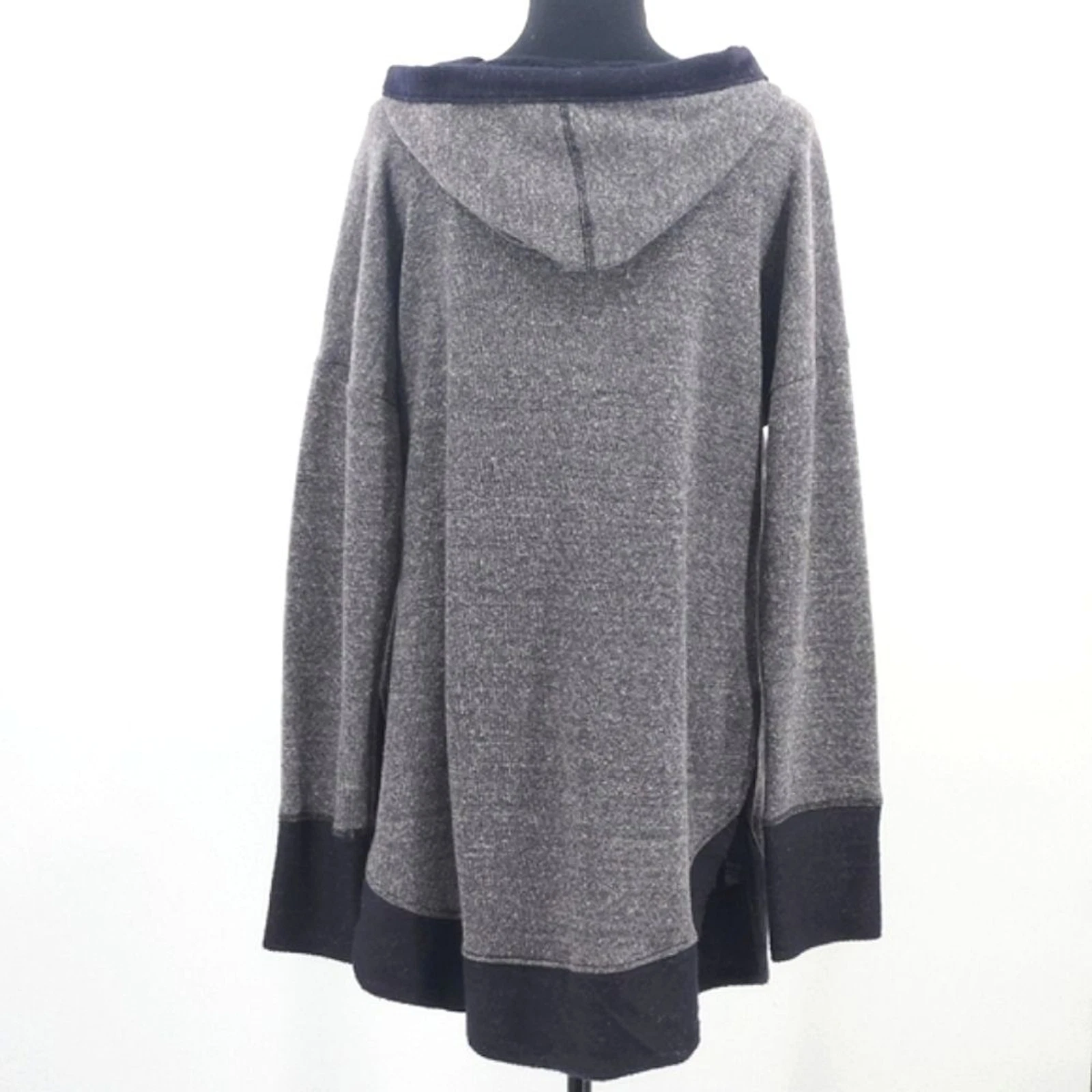 VETEMENTS Venus Felpa con Cappuccio Giacca Donna Taglia XL Grigio Nero Tunica Lunghezza Zip Activewear