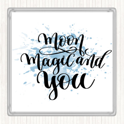 Blau Weiß Mond Magic You Inspirierend Zitat Getränke Matte Untersetzer