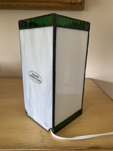 Vintage Stained Glass Poinsettia Table Lamp Light Lantern Box Christmas 8”H - Picture 10 of 14
