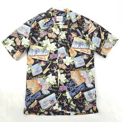 David Carey Originals Shirt Mens Medium Black New Orleans Mardi Gras Button-Up