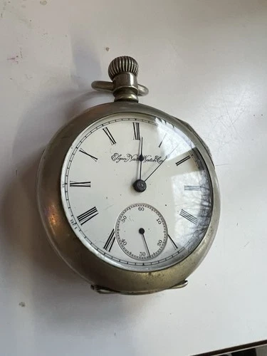 Antique Elgin Watch Co. Nickel Pocket Watch Train Conductor