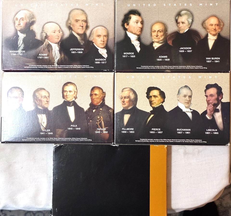 2007 2008 2009 2010 2011 US Mint Presidential $1 Coin Proof Sets w Box & COA's - Image 2 of 3