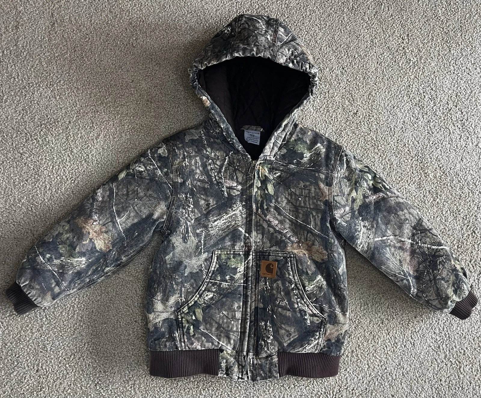 CARHARTT kids Realtree hooded quilted camo jacket S 7-8