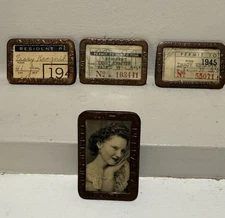 4 Antique Nebraska 1930s 40s Fish Game Commission Hunting Fishing License Badge