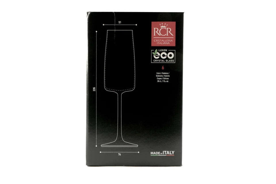 Set De 6 Cálices Flute Spumante ESSENTIAL 30 Cl Eco Cristal - RCR Italiana - Bar - Imagen 4 de 4