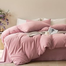 Duvet Cover Queen Size - 100 Washed Cotton Queen 90" 90" 01- Darker Rose