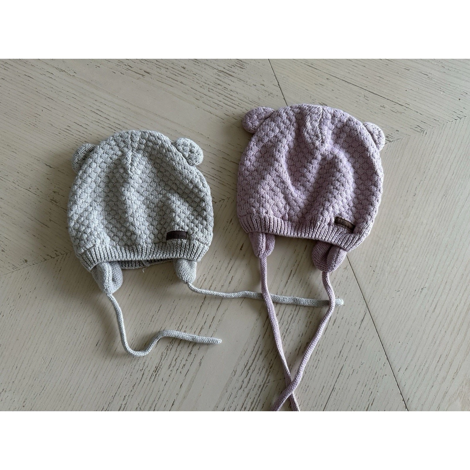 PESAAT Baby Winter Brown Bear Hats Warm Knitted Infant Beanie Cap Hat X 2