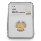 1928 $2.50 Indian Head Quarter Eagle NGC Graded MS64 US Gold Coin NR #C795-3