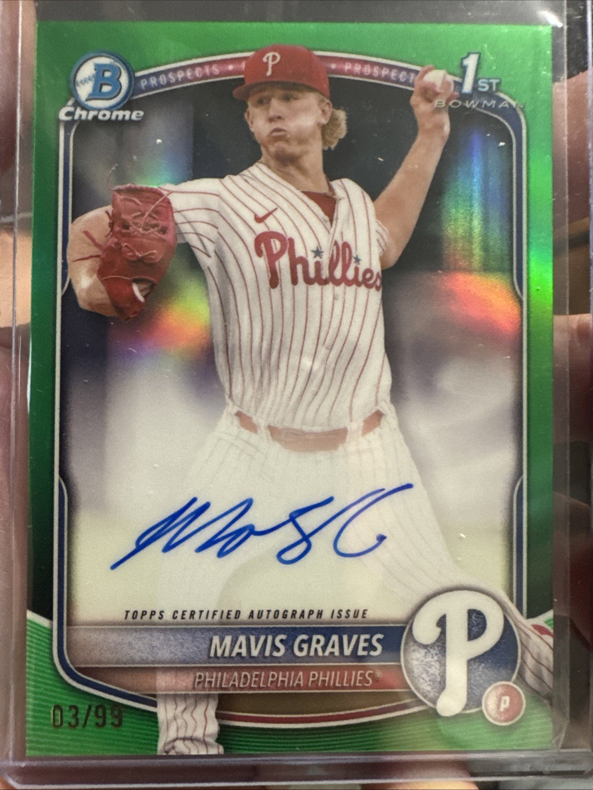 2025 Bowman Chrome Mavis Graves #CPA-MG 1st Bowman Auto True Green /99