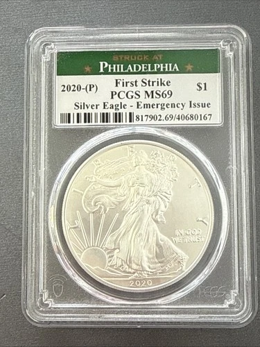 2020(P) American Silver Eagle Coin PCGS MS69 Emergency Issue First Strike .999