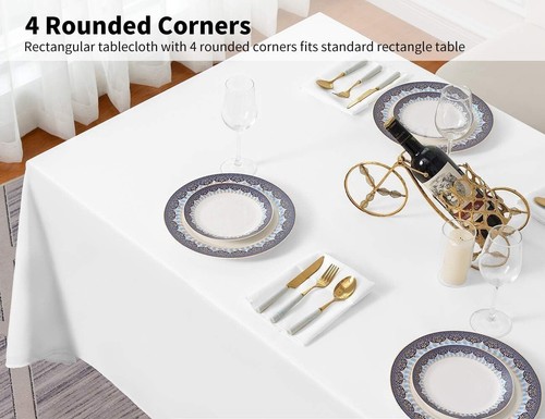 Elegant 5 Pack White 90x132 Inch Tablecloths for Stylish Dining Experiences - Picture 7 of 9
