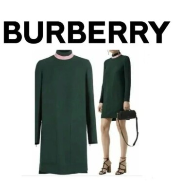 New Authentic NWT BURBERRY Women's Dark Green Zoya Two-Tone Shift Dress  Size 2 | eBay UK