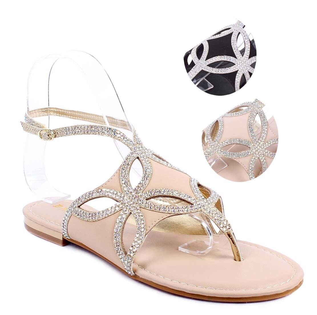 Color Rhinestones Stylish Slip On Adjustable Strap Womens T