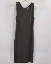 Alice + Olivia Dark Olive Army Green Sleeveless Tank Sheath Dress Sz Small READ