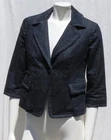 TALBOTS Petites Dark Blue Stretch Denim ¾ Slv Blazer Jacket Top size 6 6P EUC