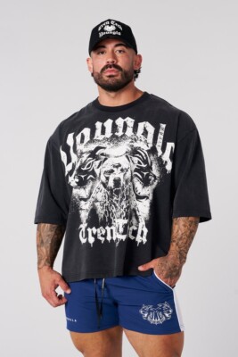 YOUNGLA (SOLD OUT) - 4176 - TREN TWINS PUPPY DOG TEES - BLACK WASH - LARGE