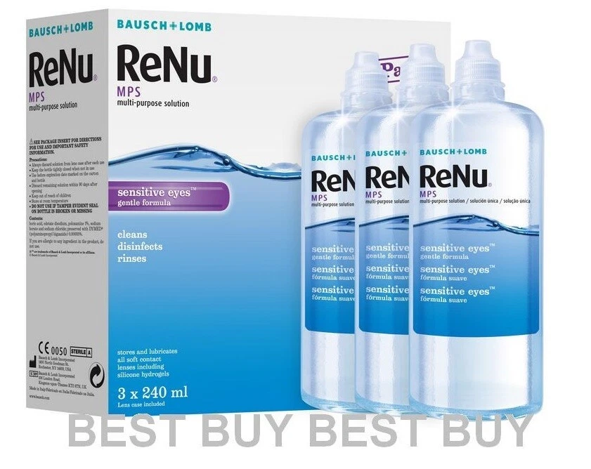 Bausch + Lomb Renu MPS Gentle Contact Lens Solution For Sensitive Eyes 3 X 240ML
