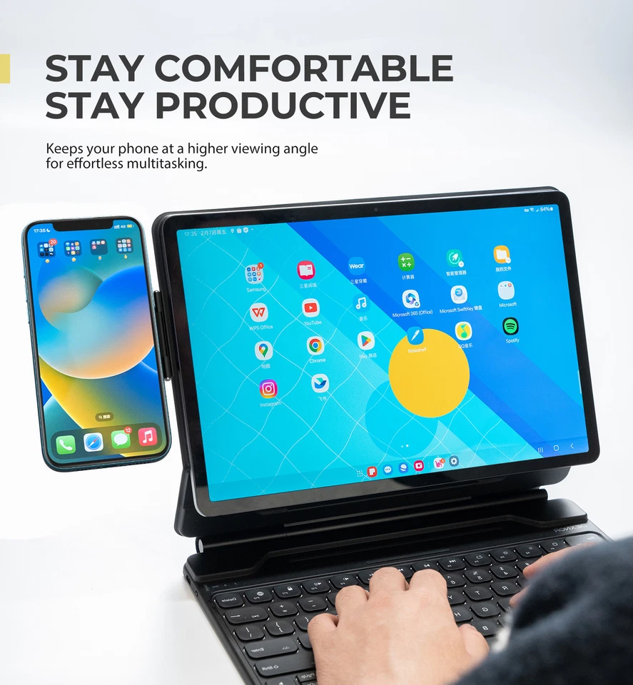 DEXNOR Magnetic Phone Holder for Magic Keyboard Compatible with Magsafe Phone - Image 3 of 4