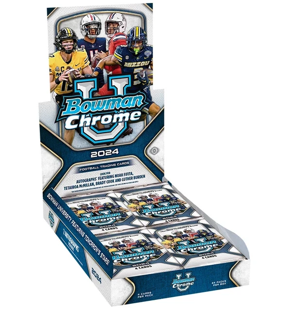 2024 Bowman U Chrome University Football Factory Sealed Hobby 1-Pack