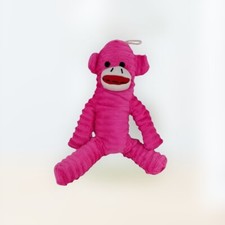 PINK SOCK MONKEY Soft Cozy Plush Squeaky Dog Toy 9" Small - Medium Puppy Dogs