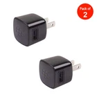 2x Black USB Power Adapter AC Home Wall Charger US Plug